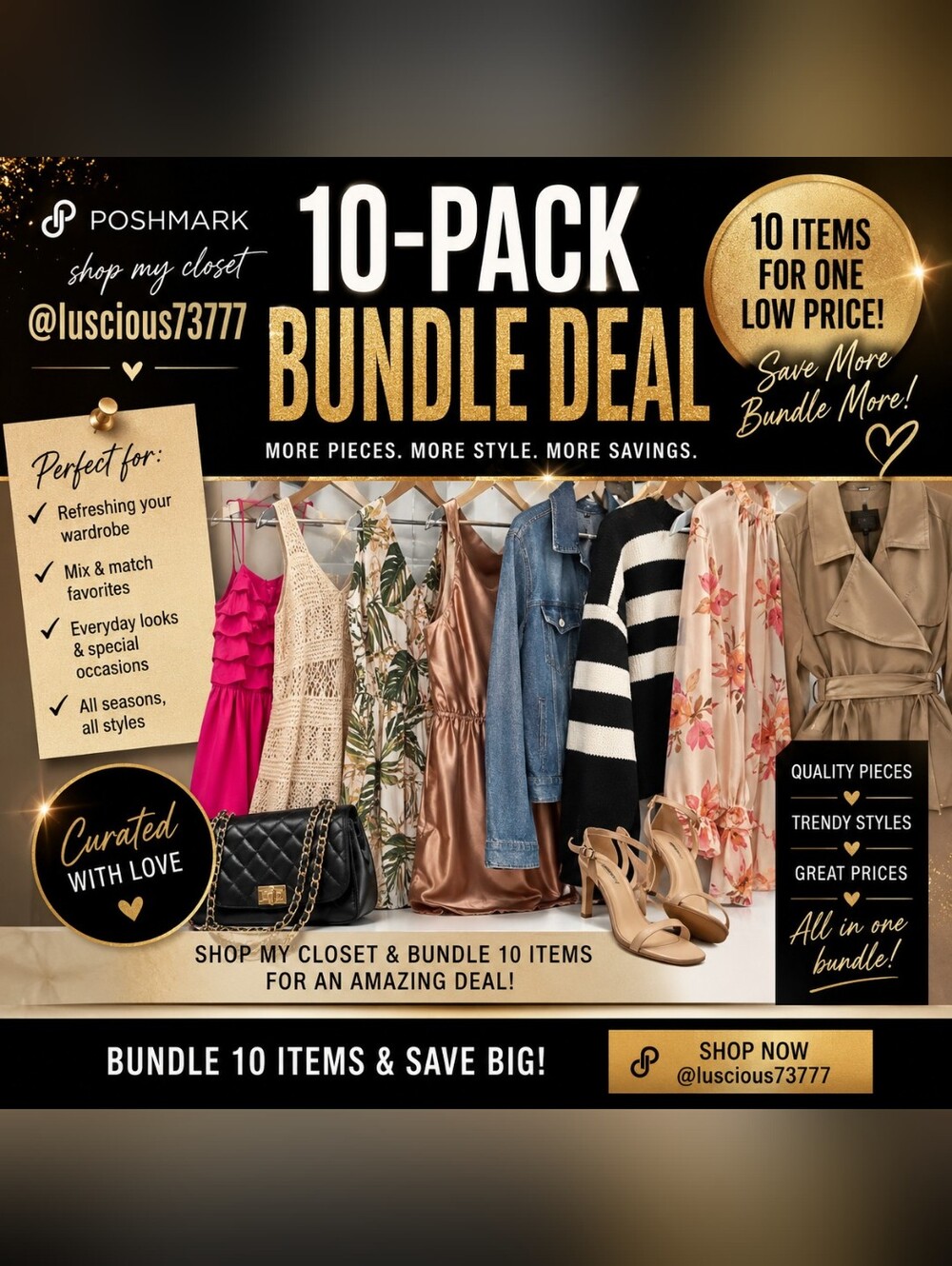 10 Item Women's Clothing Bundle | Dresses, Tops, Jeans & More | Mystery Box |